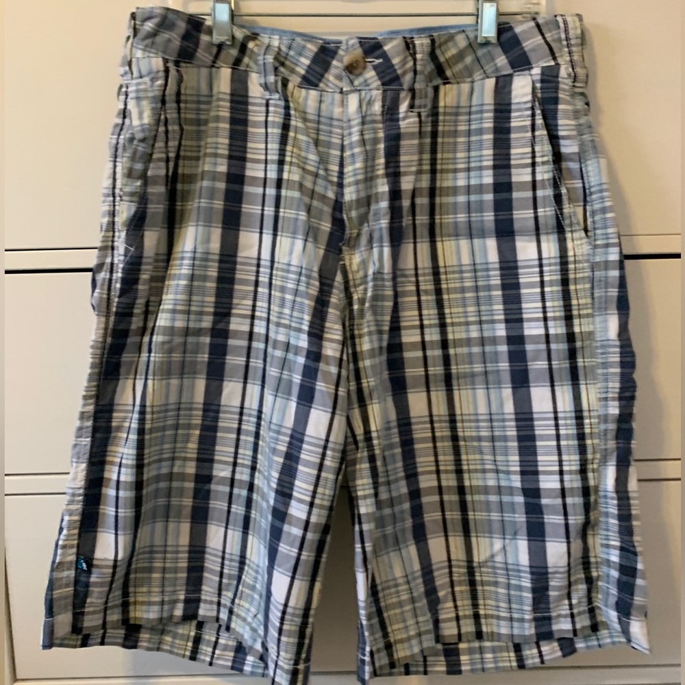Gotcha 34” Blue & Yellow Plaid Shorts